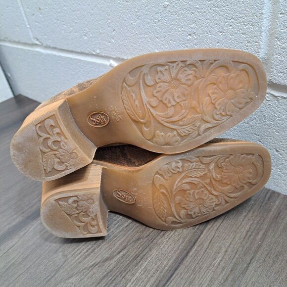 Soft Western Boots In Women's Size 6.5M Suede Leather Snakeskin Print Zip Boots - Picture 6 of 7